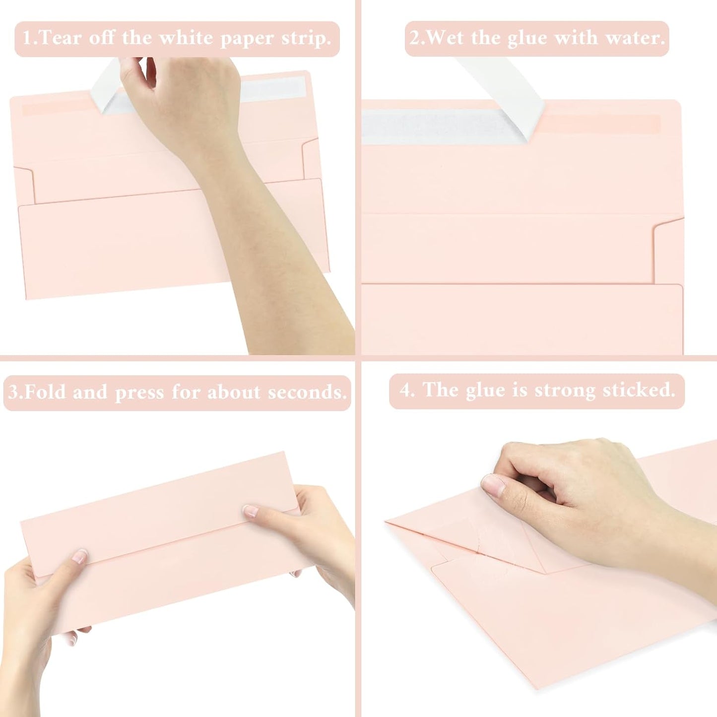 50 Pack #10 Business Envelopes, Blush Pink Standard Envelopes Self Seal, Letter Size Business Mailing Envelopes for Checks Invoices Statements Birthday Graduation Wedding, 4 1/8 x 9 1/2 Inch