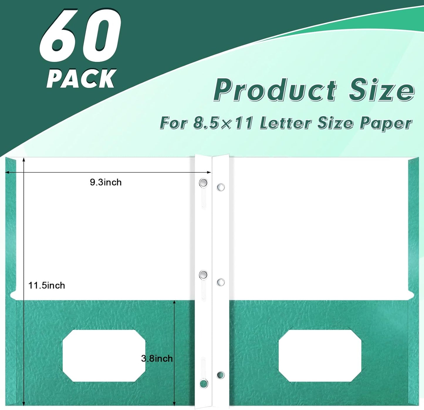 Two Pocket Folders, PANDRI 60 Pack Two Pocket Folders with Prongs, 2 Pocket 3 Prong Folders Designed for Office and Classroom, Letter Size, Assorted 5 Colors