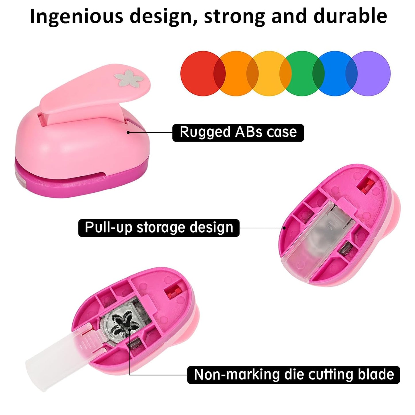 Craft Punches 8 Pack with 4 Sticker Paper, 0.6inch Hole Punch Shapes Medium Paper Punch Shapes, Craft Hole Punch for DIY Scrapbooking Nail Art Craft Punchers Supplies