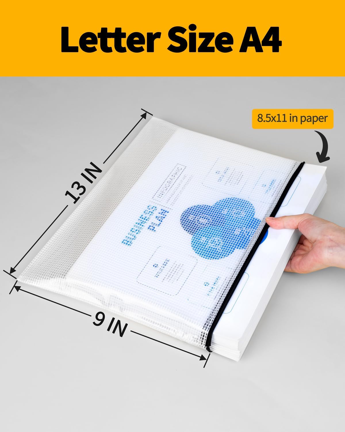 SUNEE Plastic Mesh Zipper Pouch 9x13 in (Black, 18 Packs),Extra Large Water-Resistant Zip Bag for School Office Supplies, Puzzles & Games Organizing Storage