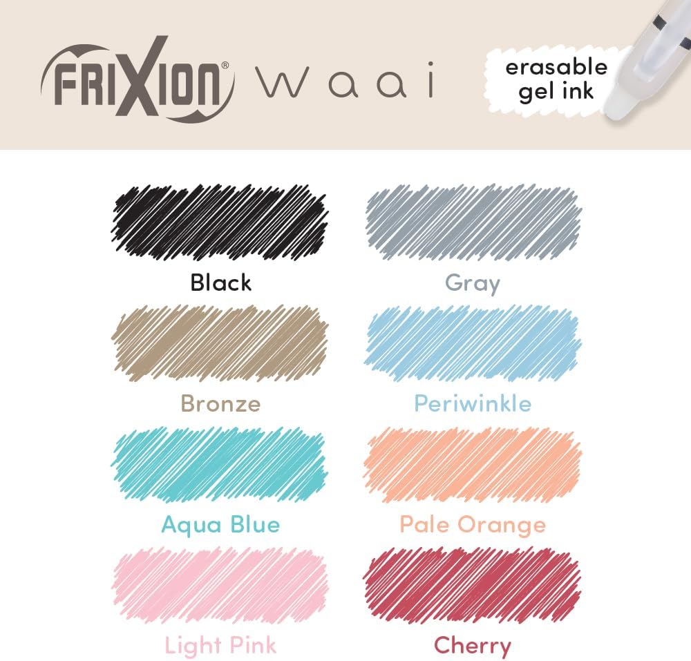 PILOT, FriXion Waai Erasable Gel Pens, 8 Pack Pouch, Extra Fine Point 0.5 mm, Assorted Colors