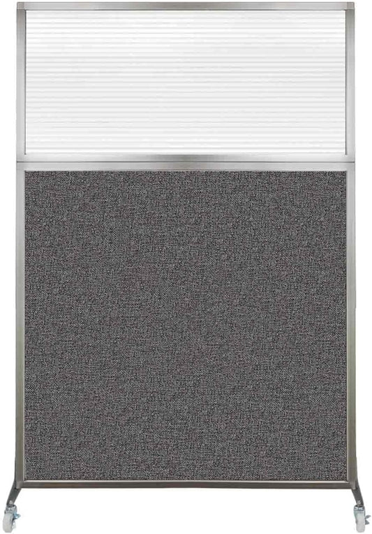 Versare Hush Screen Portable Room Divider with Wheels | Workstation Wall Divider | Freestanding Privacy Hush Panels | Clear Fluted Windows | Fabric Office Divider Screen | Great for Room Separation