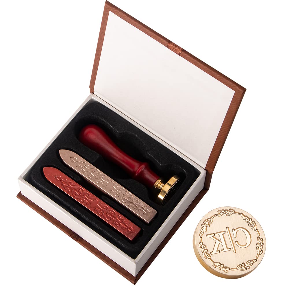 STAMTECH Custom Wax Seal Stamp - Personalized Wax Stamp Kit with Gift Box - Create Your Own Seals - Great for Crafting Envelopes, Gift Wrap, Wedding Party Invitations and Decorations