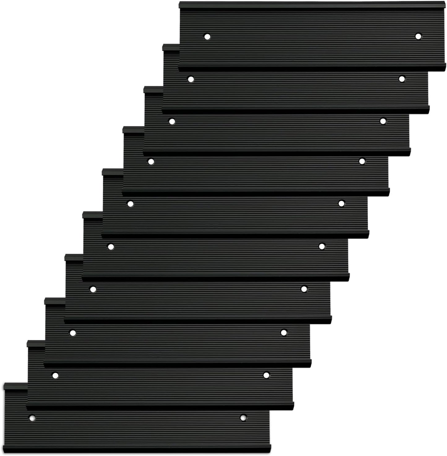 10 Pack Aluminum Name Plate Holders for Door or Wall, 2” x 8” Office Wall Mount Name Plate Holder with Textured Design and Double Sided Tape, for Office, Business, Meeting Room (Black)