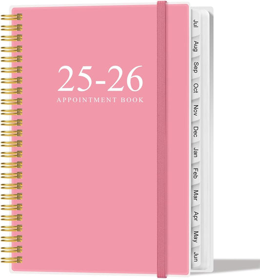 2025-2026 Appointment Book & Planner - Hourly Planner from July 2025 - June 2026, Weekly Appointment Book 2025-2026 with 30-Minute Interval, 6.4" x 8.5", Pink