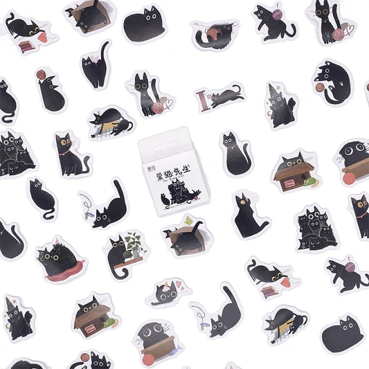 46Pcs Cute Cat Stickers for Scrapbooking Journaling Water Bottle Kids Laptop Diary Planners Collage Envelope Phone Case Art Crafts DIY Decoration