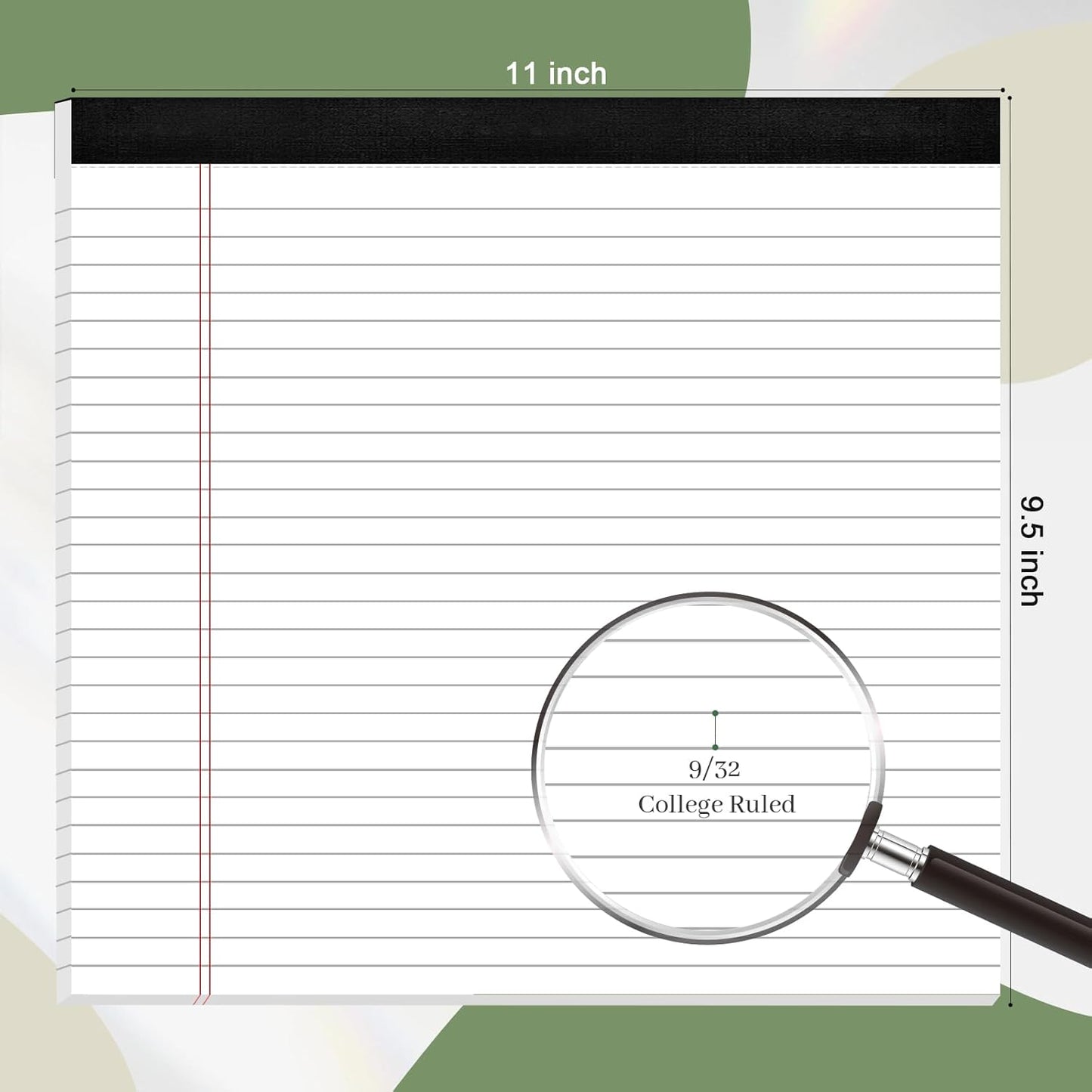 3 Pack Legal Pads 11 x 9.5 College Ruled White Paper Note Pad Narrow Ruled 30 Sheets Notepads Perforated Writing Pad Clear Print Horizontal Pads of Paper