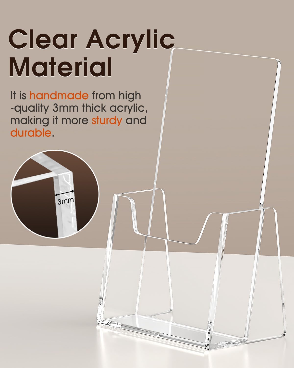 MaxGear Brochure Holder 2 Pack, 4 Inches Wide Acrylic Display Stand Clear Pamphlet Holder Flyer Holder Rack Card Holder Countertop/Desk Organizer for Trifold, Booklet, Literature, Magazine