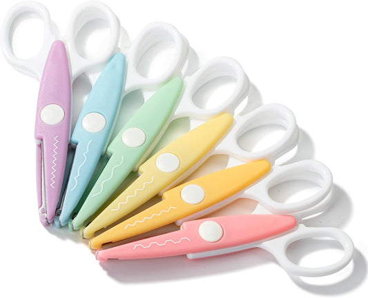 Mr. Pen Craft Scissors - Decorative Edge, 6 Pack, White & Pastel Color, Zig Zag & Pattern Scissors for Crafting & Scrapbooking