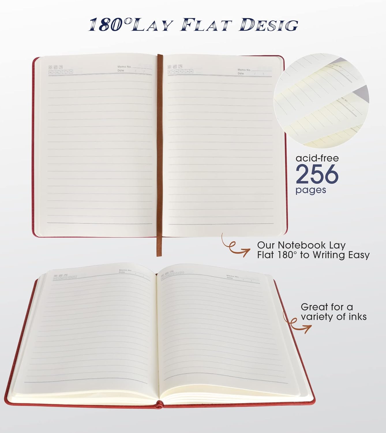 Lined Journal Notebook for Women Men,256 Pages A5 Hardcover Leather Journals for Writing,Travel,Business,Work & School,College Ruled Notebooks for Note Taking,Diary Notepad 5.7"×8.3"