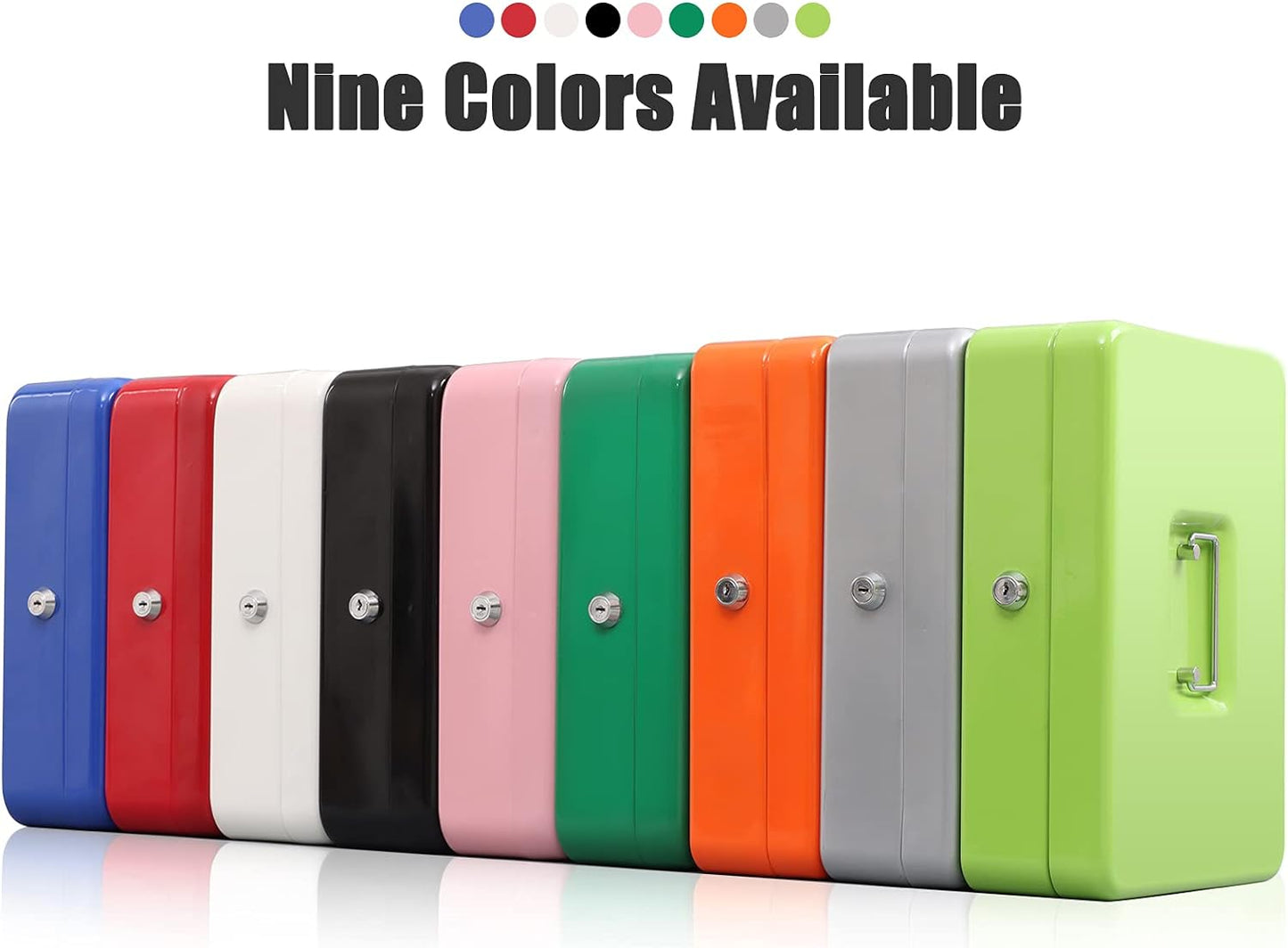 KYODOLED Locking Cash Box with Lock,Money Box with Cash Tray,Lock Safe Box with Key Money Saver,Money Saving Organizer,11.81Lx 9.45Wx 3.54H Inches,Lightgrey XL Large