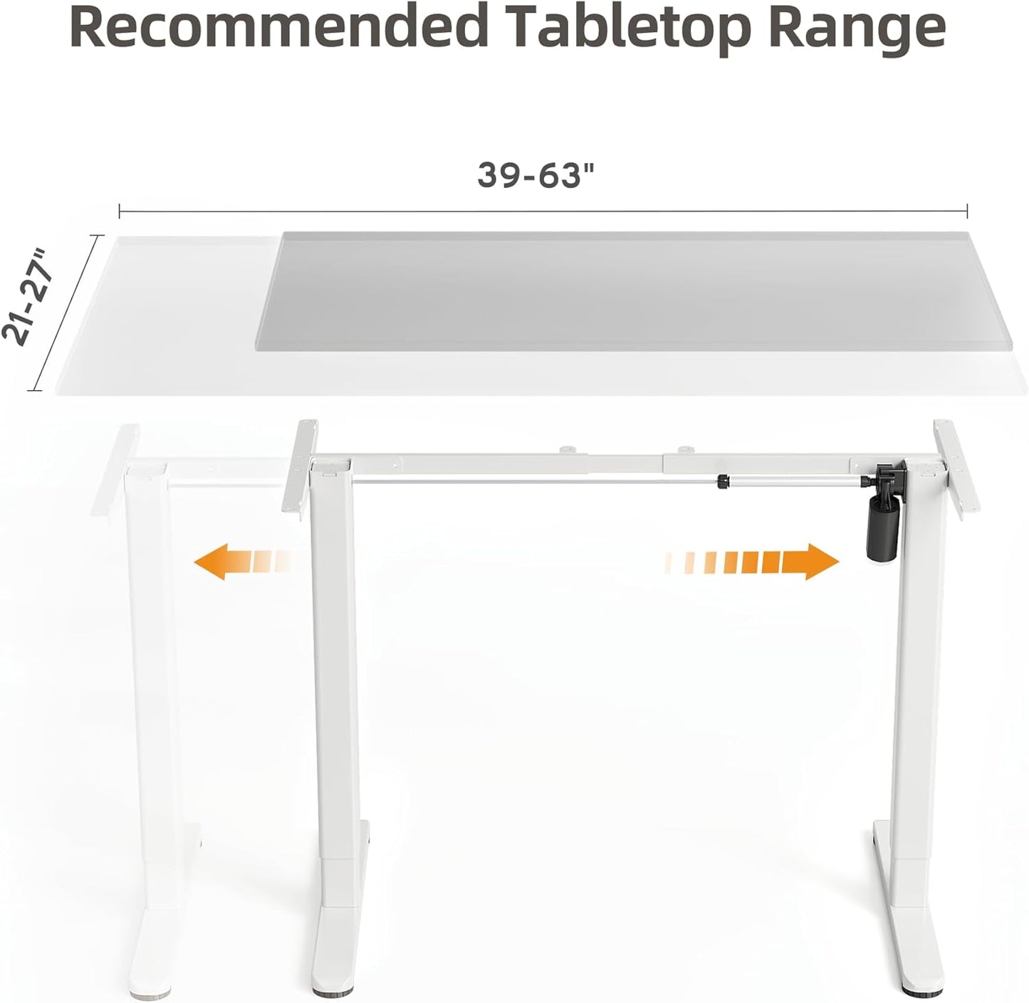 Claiks Standing Desk Frame, Electric Stand Up Desk Frame Workstation Up to 63",T-Shaped Adjustable Standing Computer Desk for Home and Office, (White Frame only)