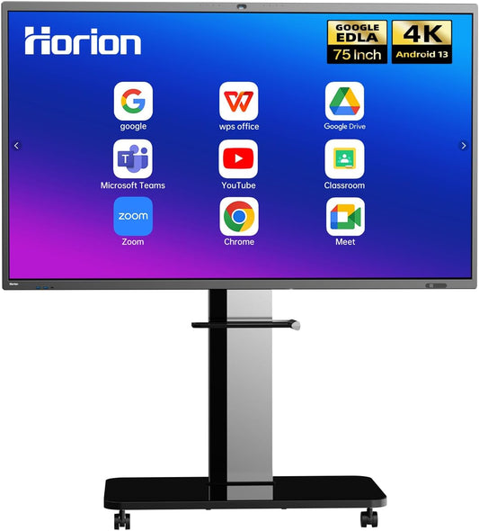 HORION Smart Board, 75" UHD Digital Whiteboard with 48MP Camera, Google EDLA-Certified Android 13， Electronic All-in-One Computer for Office and Classroom (Board & Wall Mount Only)