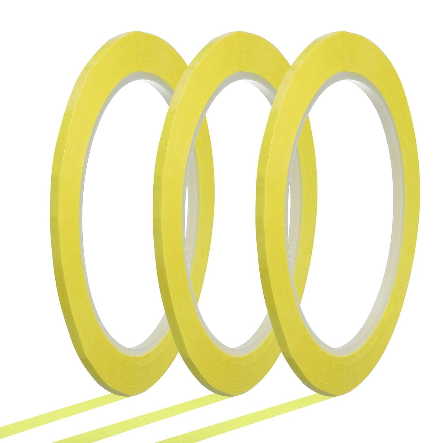 MECCANIXITY Whiteboard Tape 1/8" x 72 Yard Pinstripe Graphic Chart Line Grid Marking Tapes for Classroom Office Dry Erase Board Art, Light Yellow, Pack of 3