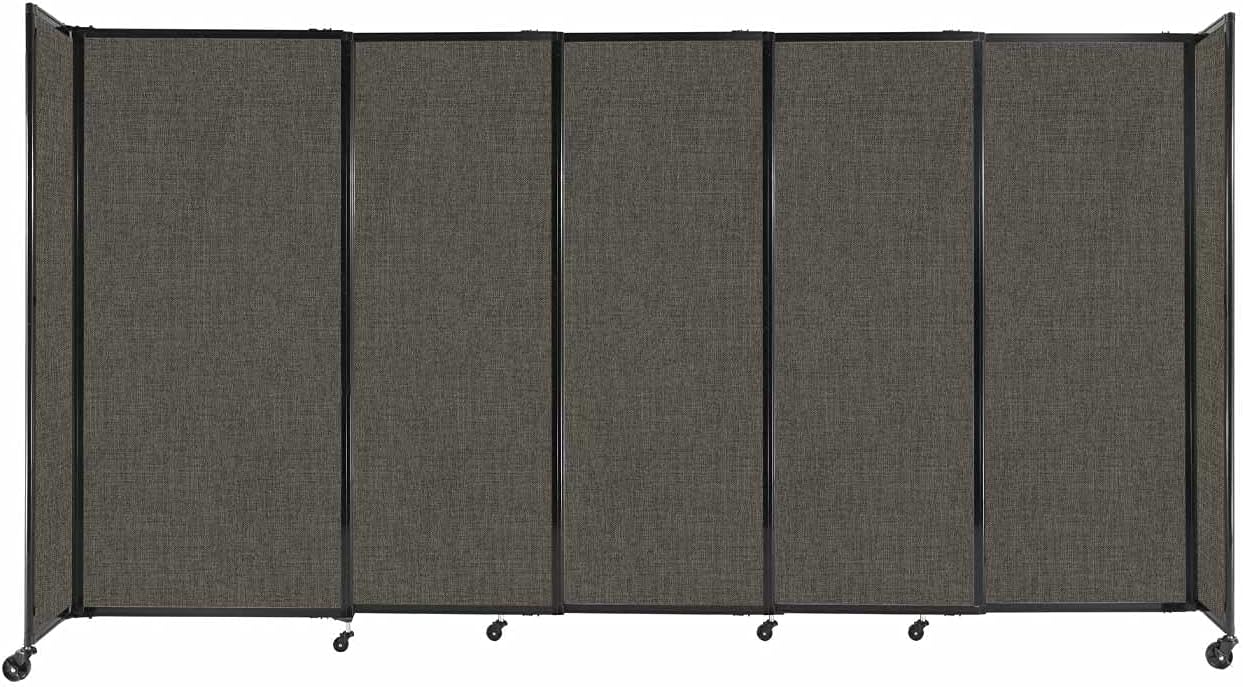 Versare Straightwall Sliding Portable Wall Partition | Freestanding Office Dividers | Locking Wheels | Temporary Room Separator | 11'3" Wide x 6' Tall Mocha Fabric Panels