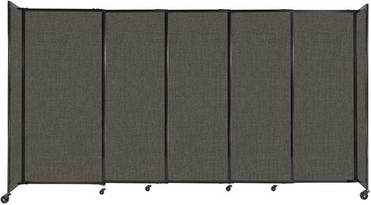 Versare Straightwall Sliding Portable Wall Partition | Freestanding Office Dividers | Locking Wheels | Temporary Room Separator | 11'3" Wide x 6' Tall Mocha Fabric Panels