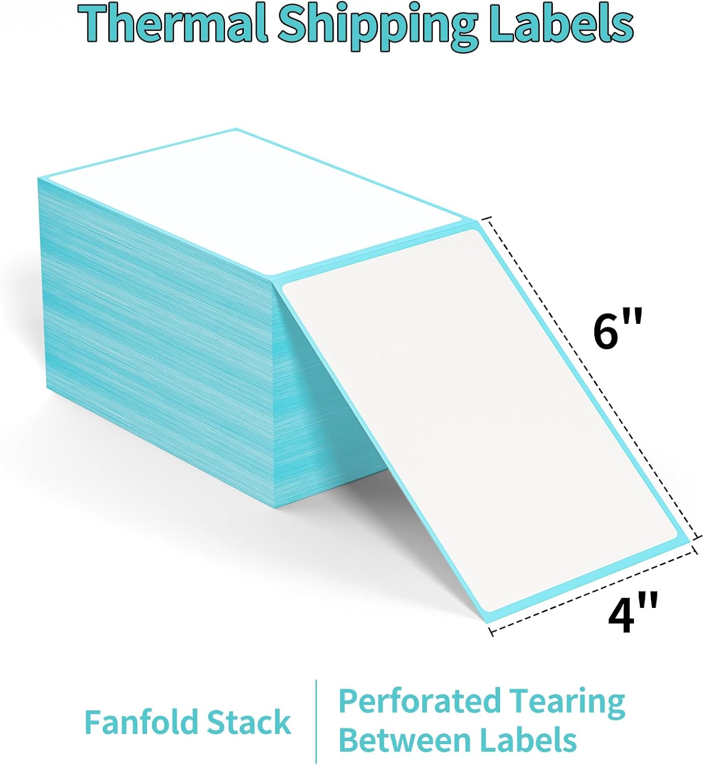 FungLam Direct Thermal Shipping Labels - Pack of 500 4x6 Thermal Labels Fanfold - Perforated and Strong Adhesive