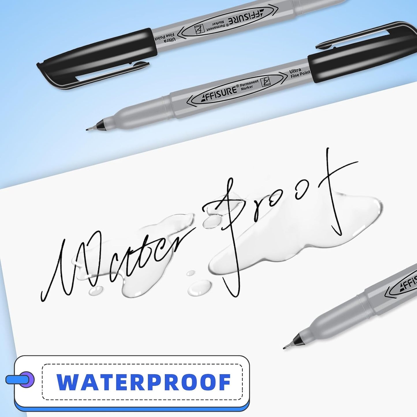 Permanent Markers, Ultra Fine Point, Black, 16 Count, 0.4mm, Fine tip permanent marker set, quick dry, waterproof, fading resists, durable, marks on paper, glass, ceramic, plastic, wood, rock, metal