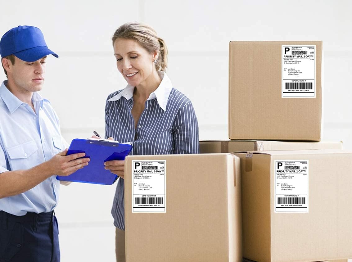 RyhamPaper Direct Shipping Labels, Half Sheet Self Adhesive Shipping Labels for Laser & Inkjet Printers 1000 Labels White