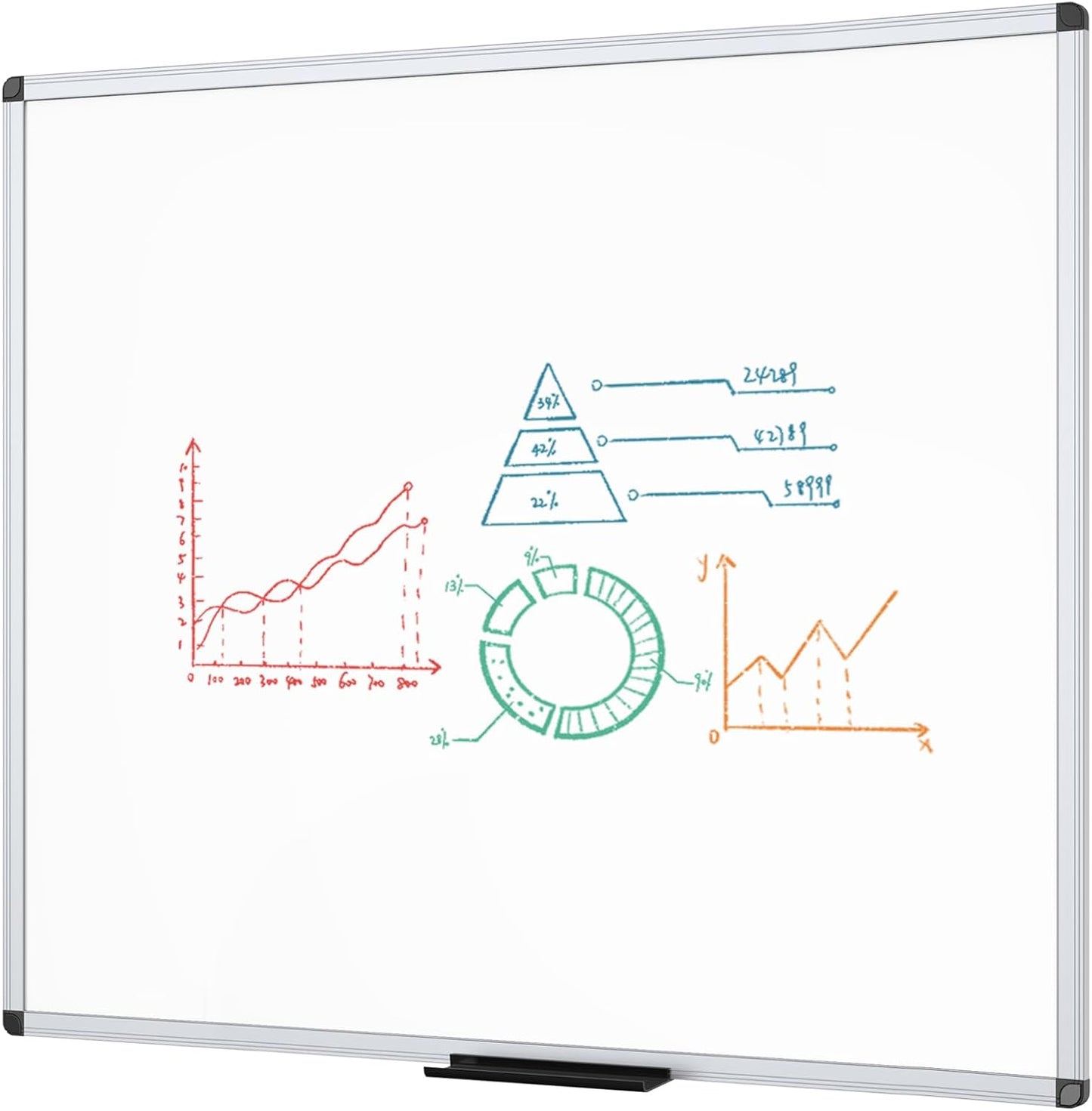 VIZ-PRO Dry Erase Board/Magnetic Whiteboard, 48 x 48 Inches, Large Wall Mounted Board for School Office and Home 4' x 4'