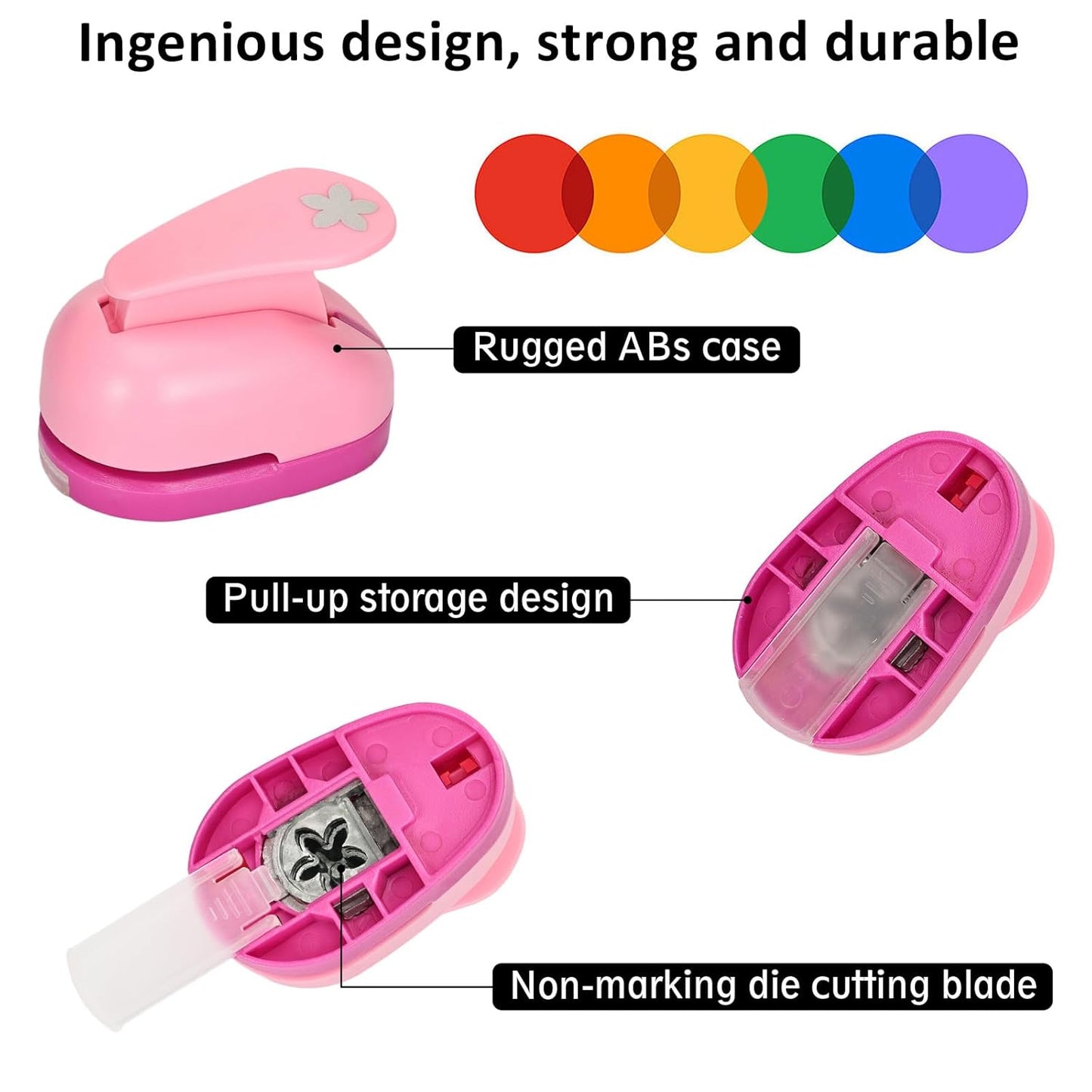 Craft Punches 8 Pack with 4 Sticker Paper, 0.6inch Hole Punch Shapes Medium Paper Punch Shapes, Craft Hole Punch for DIY Scrapbooking Nail Art Craft Punchers Supplies