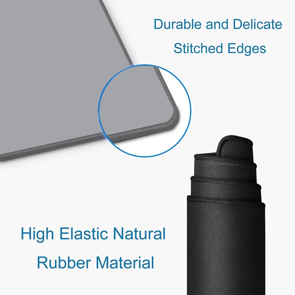 Gaming Large Mouse Pad, Extended XL Mousepad, Non-Slip Rubber Base Keyboard Mouse Mat Desk Pad for Work, Game, Office, Home, 31.5 x 11.8 in, Mid-Grey