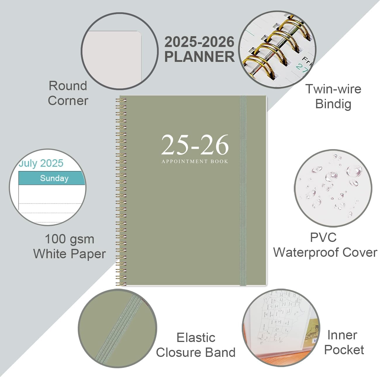 2025-2026 Appointment Book & Planner - 8.5" x 11" Daily Hourly Planner 2025 from July 2025 - June 2026, Weekly Appointment Book with 30-Minute Interval, Teal