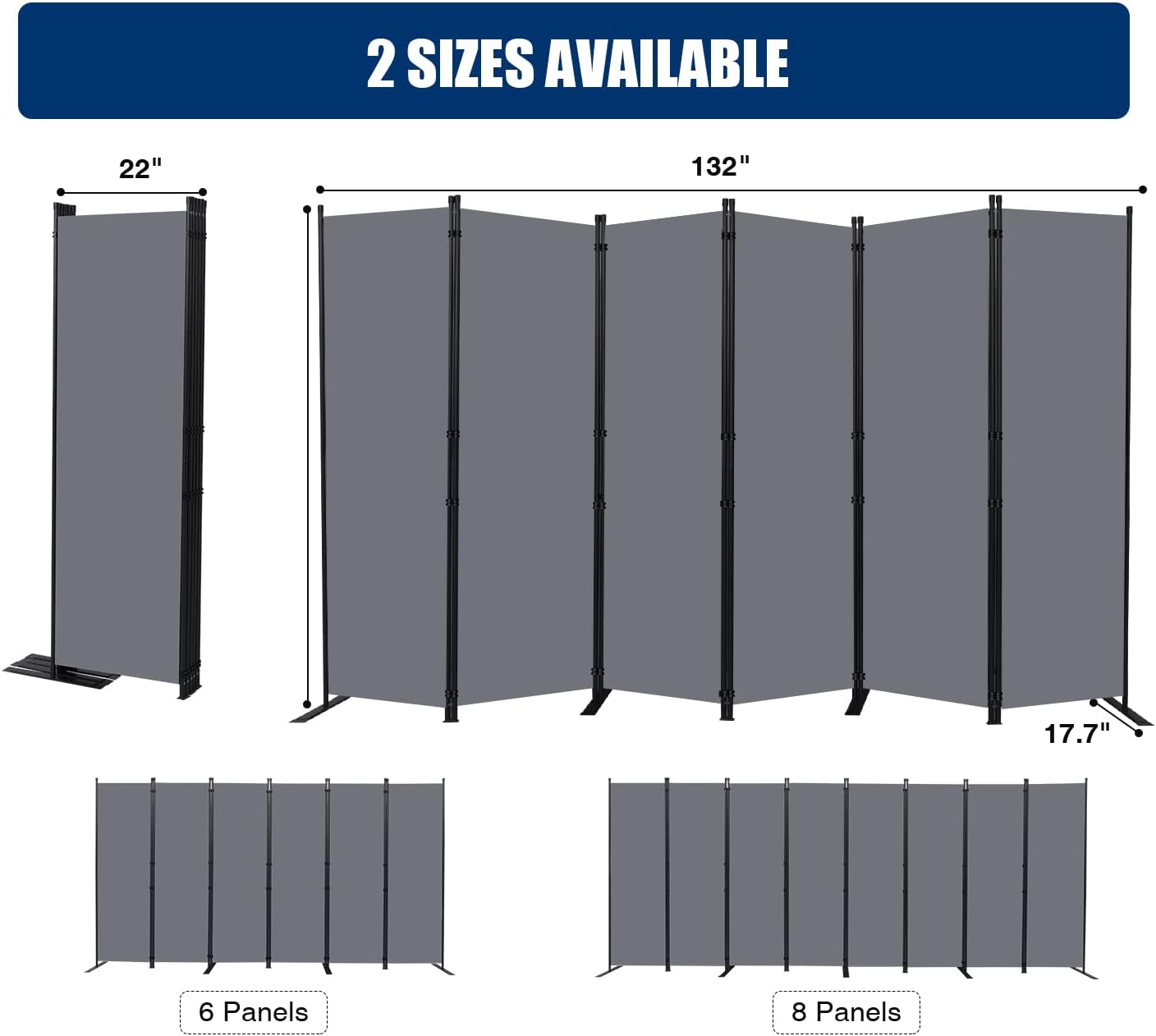 Room Divider and Folding Privacy Screens， 6 Panel Wide Room Divider Wall Screen for Room Separtition, Partition Room Dividers Fabric Panel Wall Dividers Freestanding for Office, Bedroom, Studio Dorm