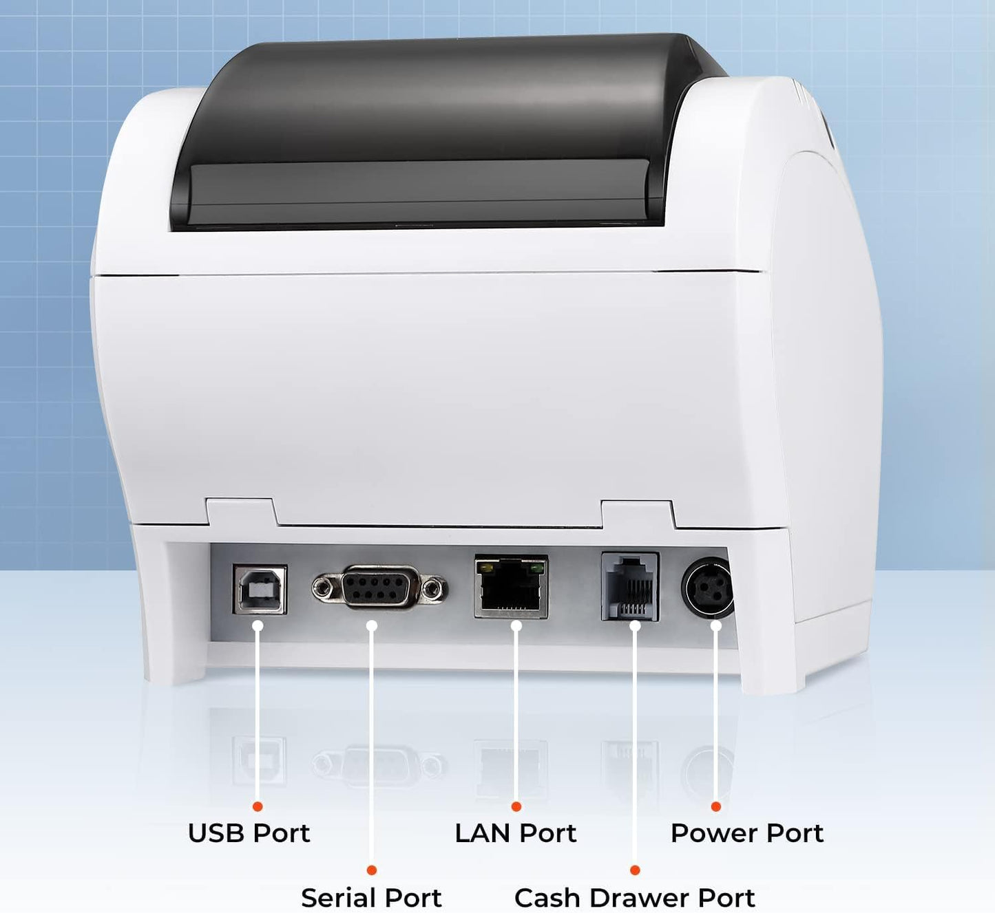 MUNBYN Bluetooth Thermal Receipt Printer P047, 80mm POS Printer, Thermal Printer with USB Serial Ethernet, Bluetooth, Support Android Windows PC iOS(Do Not Support Paypal Doordash Grubhub Vagaro)White