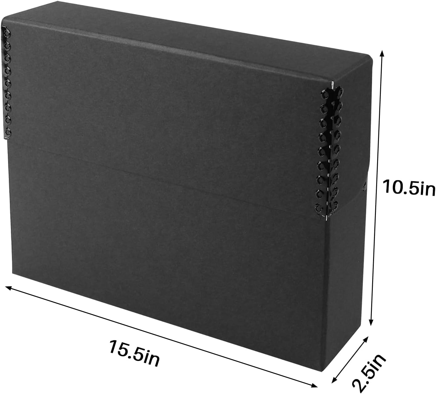 Lineco Archival Document Storage Box with Metal Edge, Acid-Free Black Boxboard, Organize and Store Files, Prints, Photos, Legal-Sized Case 15.5" x 10.5" x 2.5" Wide, Pack of 2