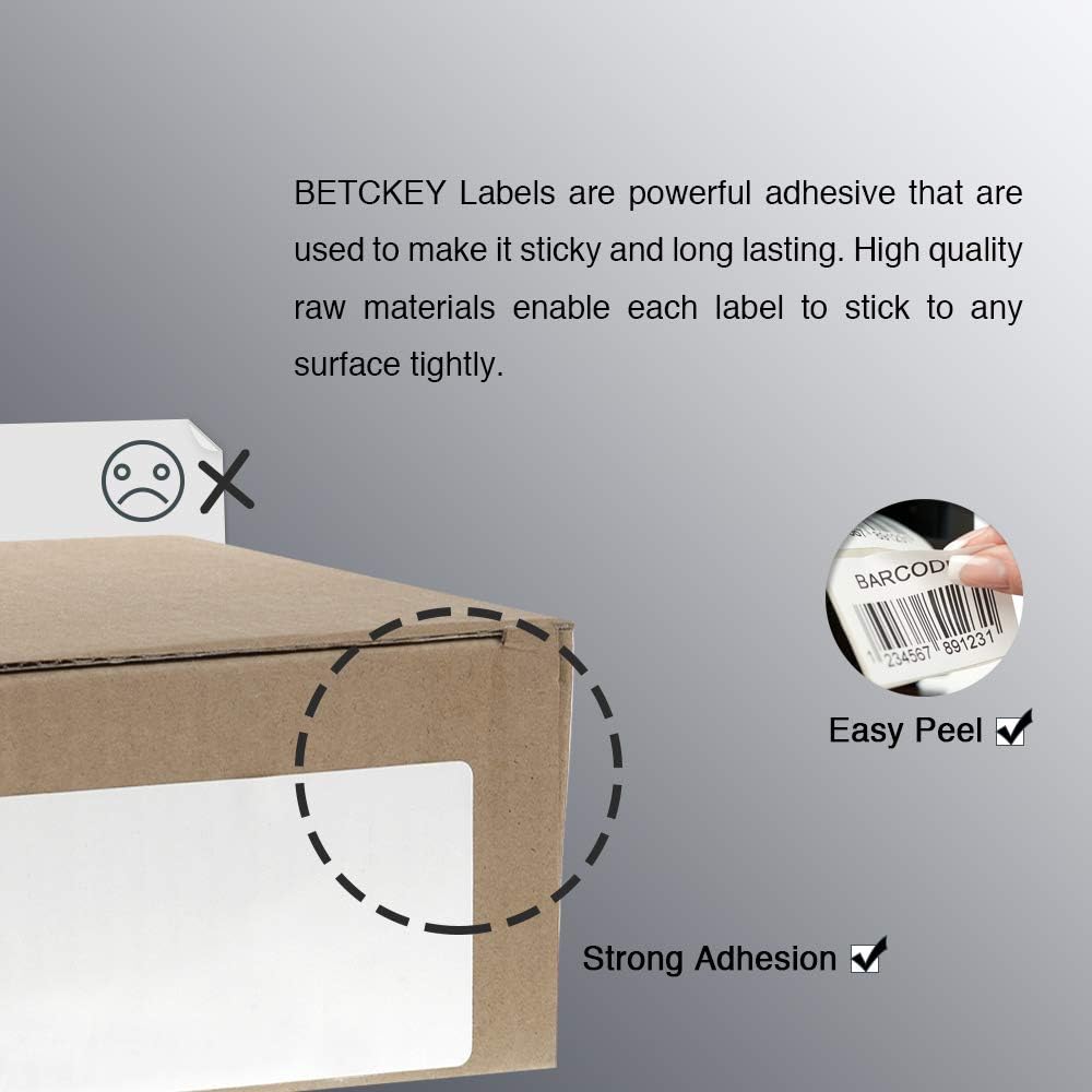 BETCKEY - 2" x 1" (51 mm x 25 mm) UPC Barcode & Address Labels Compatible with Zebra & Rollo Label Printer,Premium Adhesive & Perforated [2 Rolls, 2600 Labels]