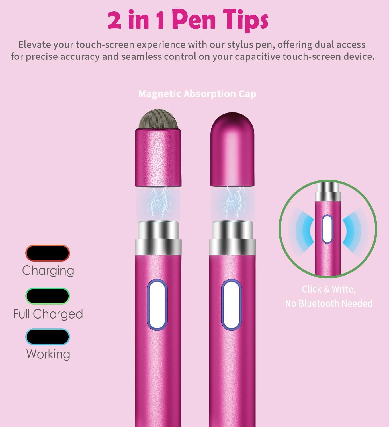 Stylus Pen for Touch Screens, Dual Pen Tips for i-OS & Android Drawing & Writing, High Precise Active Digital Pencil for A-pple i-Phone 16/15/14/13/12/11/X/8/7,i-Pad Air/Pro/Mini, Tablet/Sam-Sung