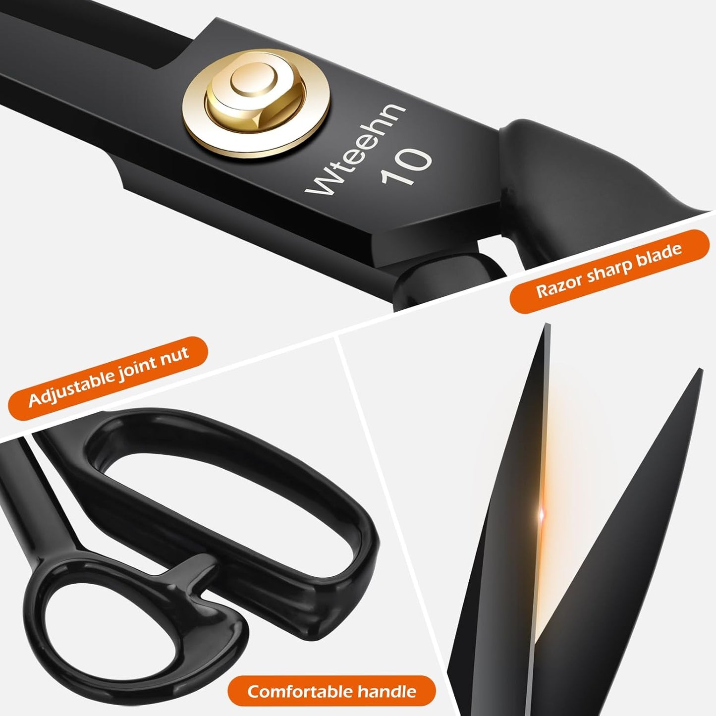 Fabric Scissors Professional, 10" Heavy Duty Sewing Scissor for Fabric Cutting, Tailor Sharp Sewing Shears for Cutting Leather craft Home Office Students Artists Dressmakers