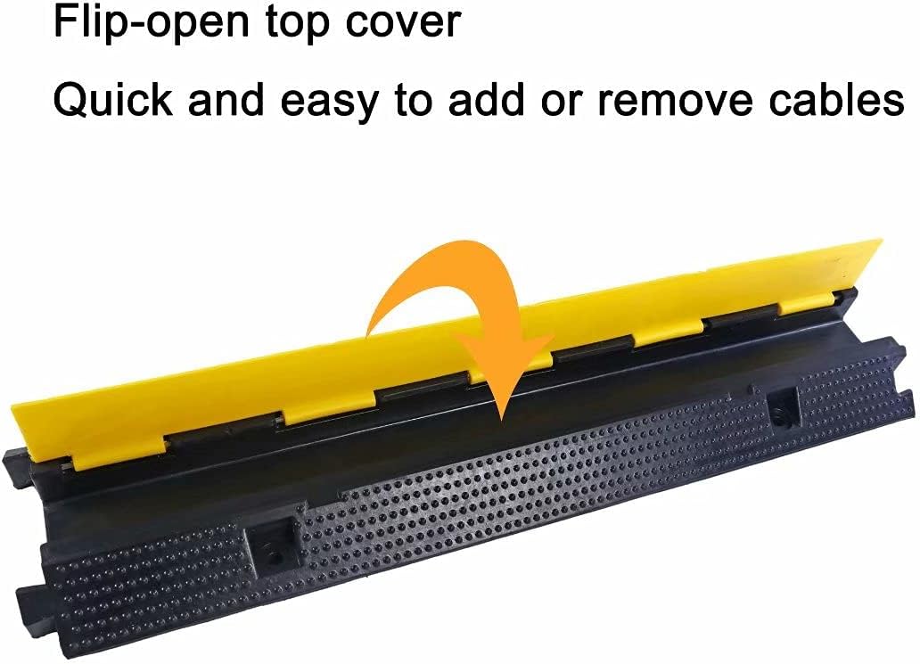 Rubber Cable Ramp Cord Cover Cable Protector Ramps Wire Hose Protective 1 Channel 22000Lbs Load Capacity Traffic Speed Bump for Asphalt Concrete Gravel Driveway Indoor Outdoor, 1 Pack