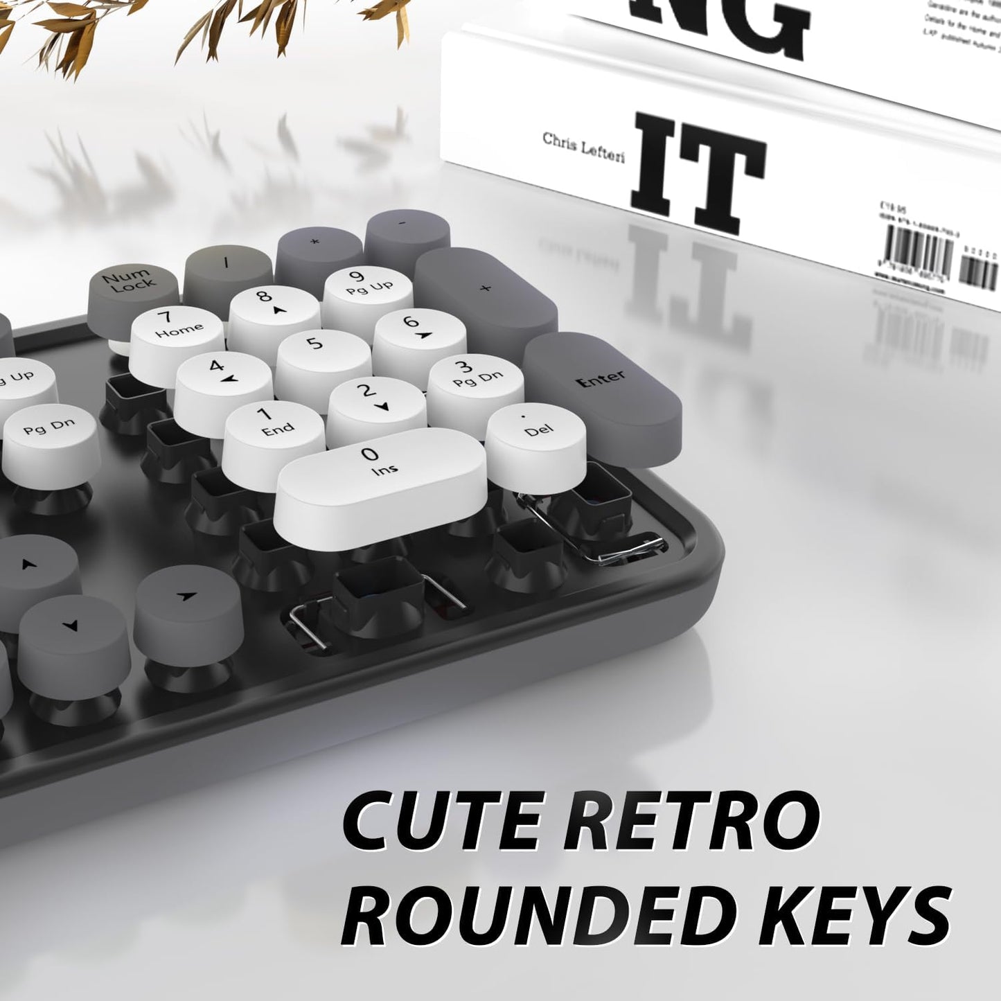 Wireless Keyboard Mouse Combo, Colorful Mouse and Keyboard Combo, 104 Keys Cute Wireless Keyboard with Number Pad for Windows, Computer, PC, Notebook, Laptop (Grey)