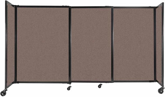 Versare Straightwall Sliding Portable Wall Partition | Freestanding Office Dividers | Locking Wheels | Temporary Room Separator | 7'2'' Wide x 4' Tall Latte Fabric Panels