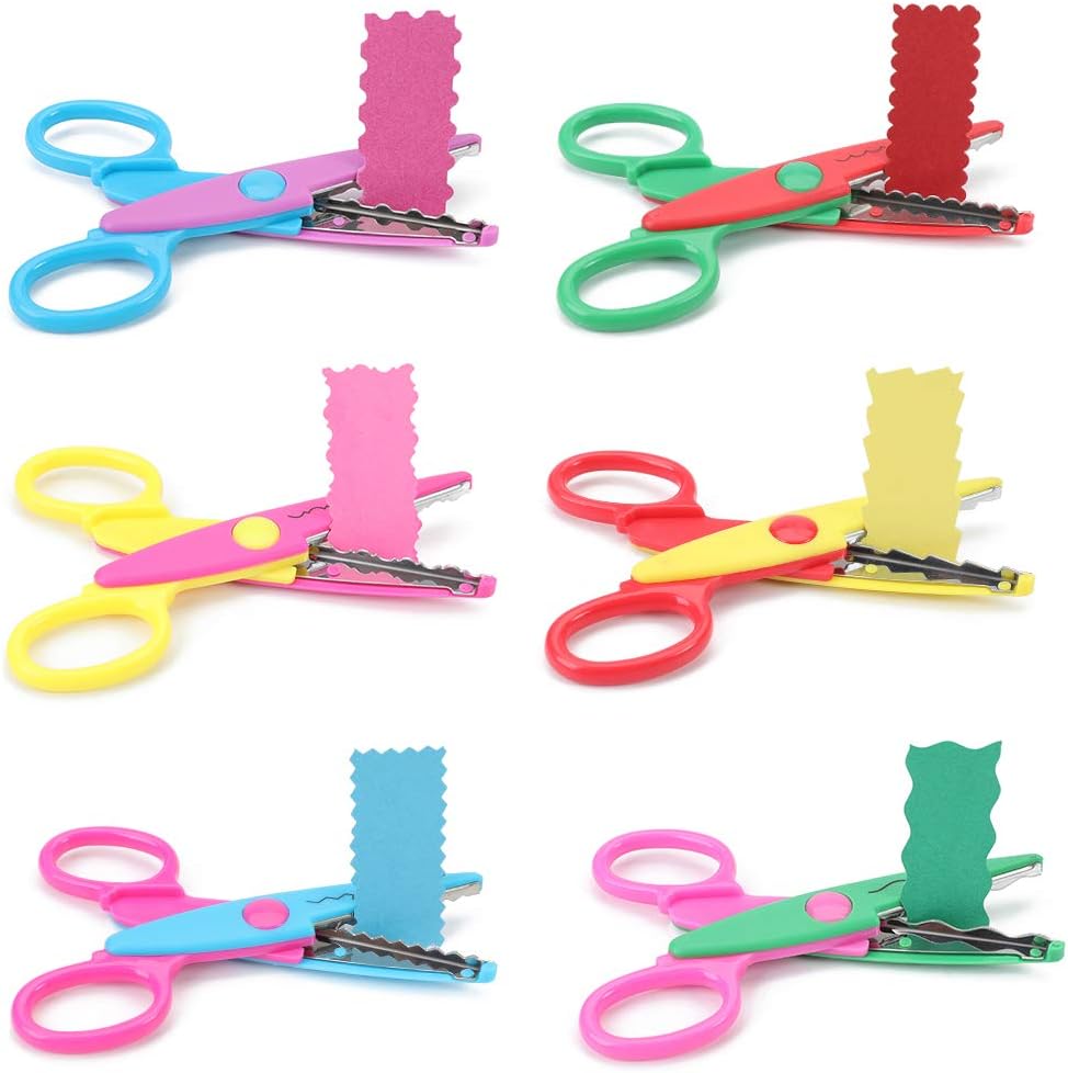 Decorative Paper Edge Scissor Set –5'' Colorful Paper Edger Scissors Great for Kids, Teachers, Crafts, Scrapbooking, DIY Projects and Kids Crafts, Set of 6 (5inch)
