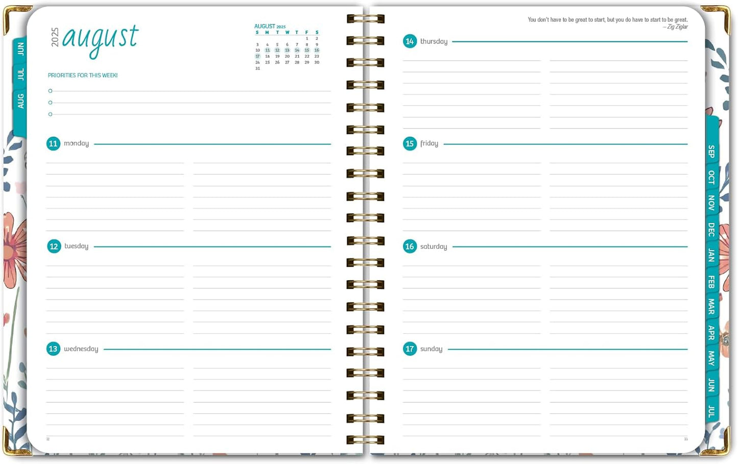 HARDCOVER Academic Year 2025-2026 Planner: (June 2025 Through July 2026) 8.5"x11" Daily Weekly Monthly Planner Yearly Agenda. Bookmark, Pocket Folder and Sticky Note Set (Colorful Botanicals)