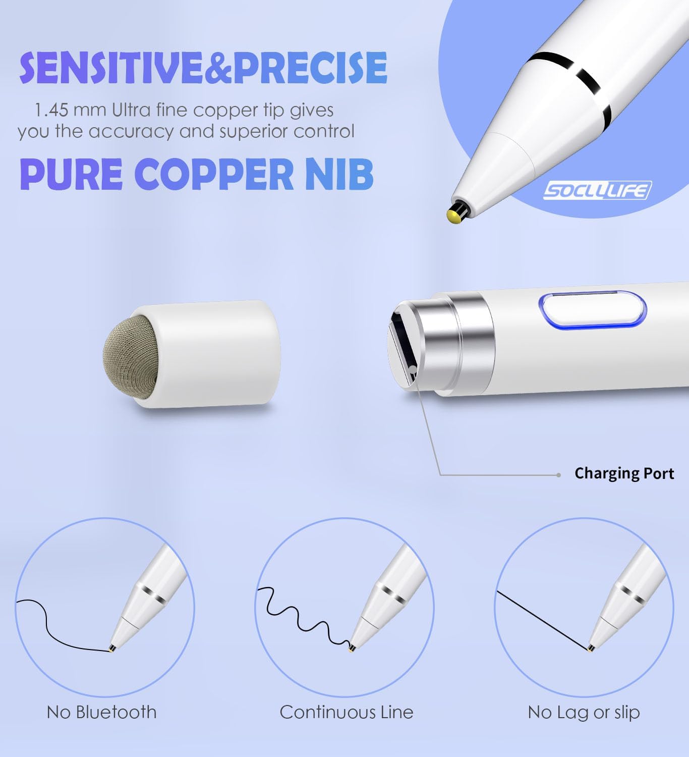 Active Stylus Pen for Touch Screens,Dual Pen Tips for Drawing Writing,High Precise Universal Digital Pencil for A-pple i-Phone 16/15/14/13/12/11/X/8/7,i-Pad Air/Pro/Mini,Tablet/Phone/Sam-Sung/K-indle