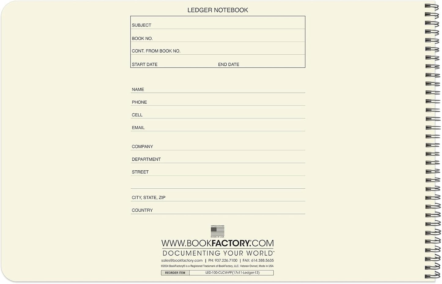 BookFactory Accounting Ledger Notebook/Large 13 Column Accounting Ledger Columnar (Thirteen Columns) Log Book - 17'' x 11'', 100 Pages, Wire-O Landscape Format (LED-100-CLCW-PP(17x11-Ledger-13)-AX)
