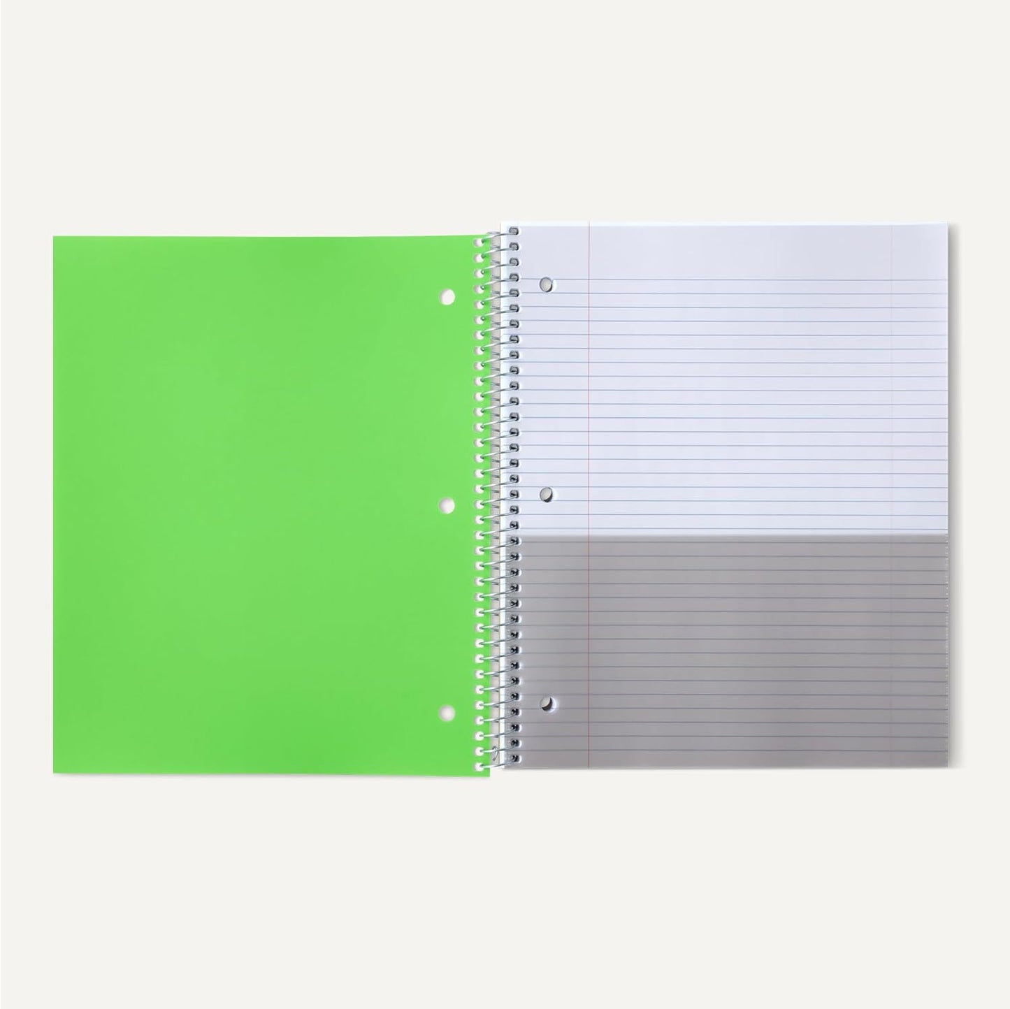Amazon Basics College Ruled Spiral Notebook, Poly Cover, 100 Sheets, 11" x 9", Green, 1 pack