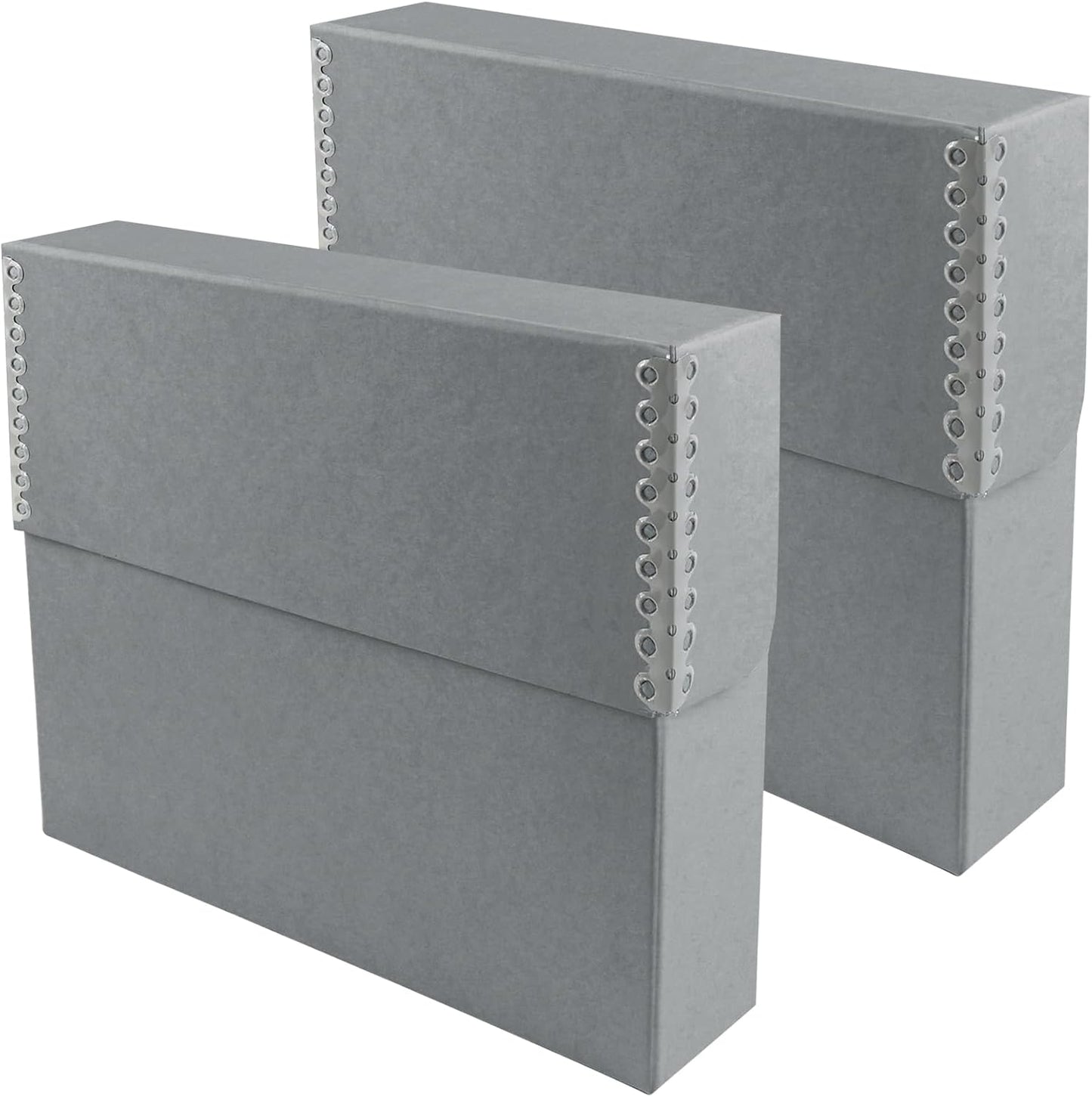 Lineco Archival Document Storage Box with Metal Edge, Acid-Free Gray Boxboard, Organize and Store Files, Prints, Photos, Legal-Sized Case 15.5" x 10.5" x 2.5" Wide, Pack of 2