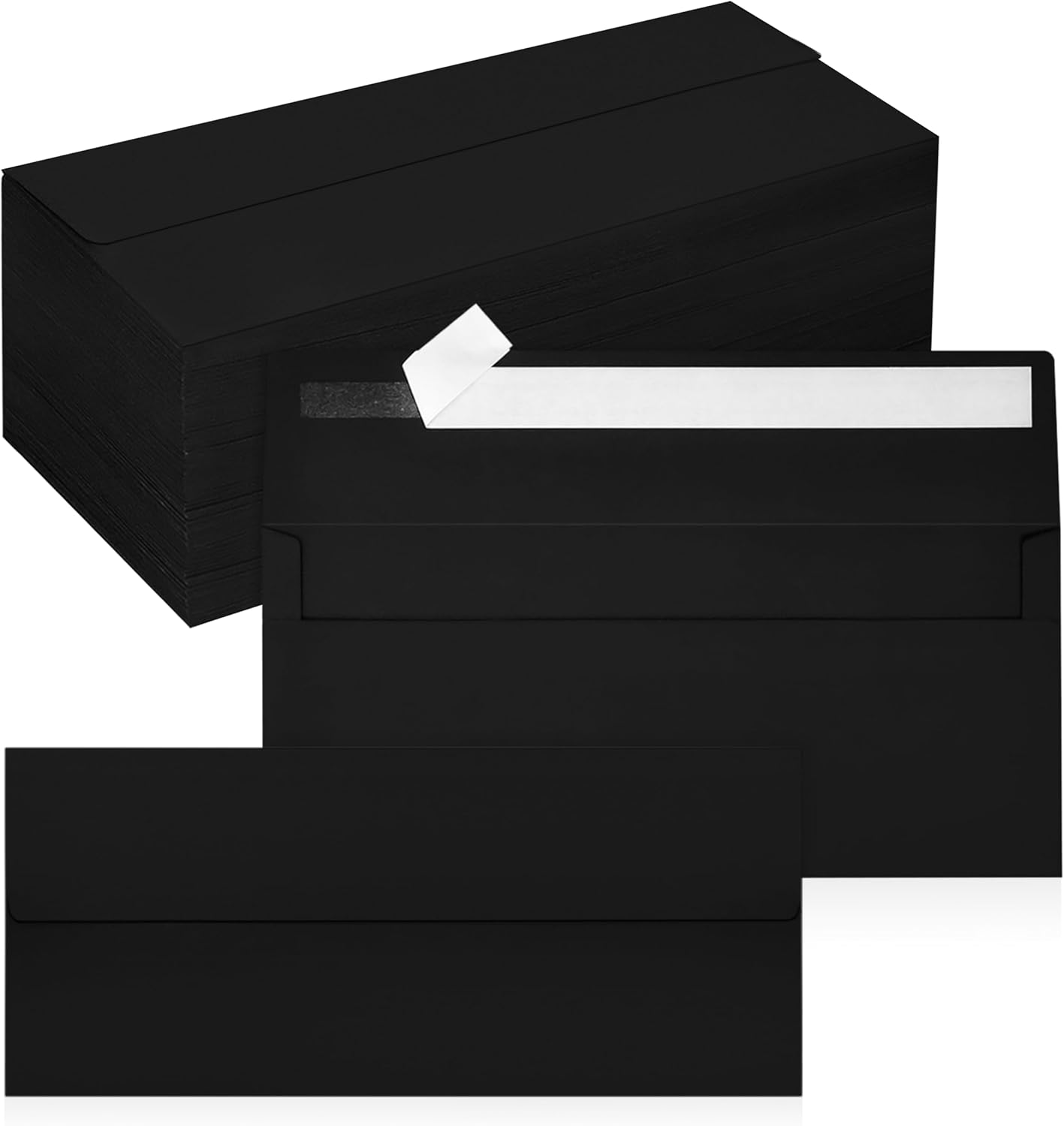 200 Pack #10 Business Envelopes, Self Seal Standard Black Envelopes for Secure Business & Legal Mailing, Office, Checks, Letter, Invoices, 4 1/8 x 9 1/2 Inches