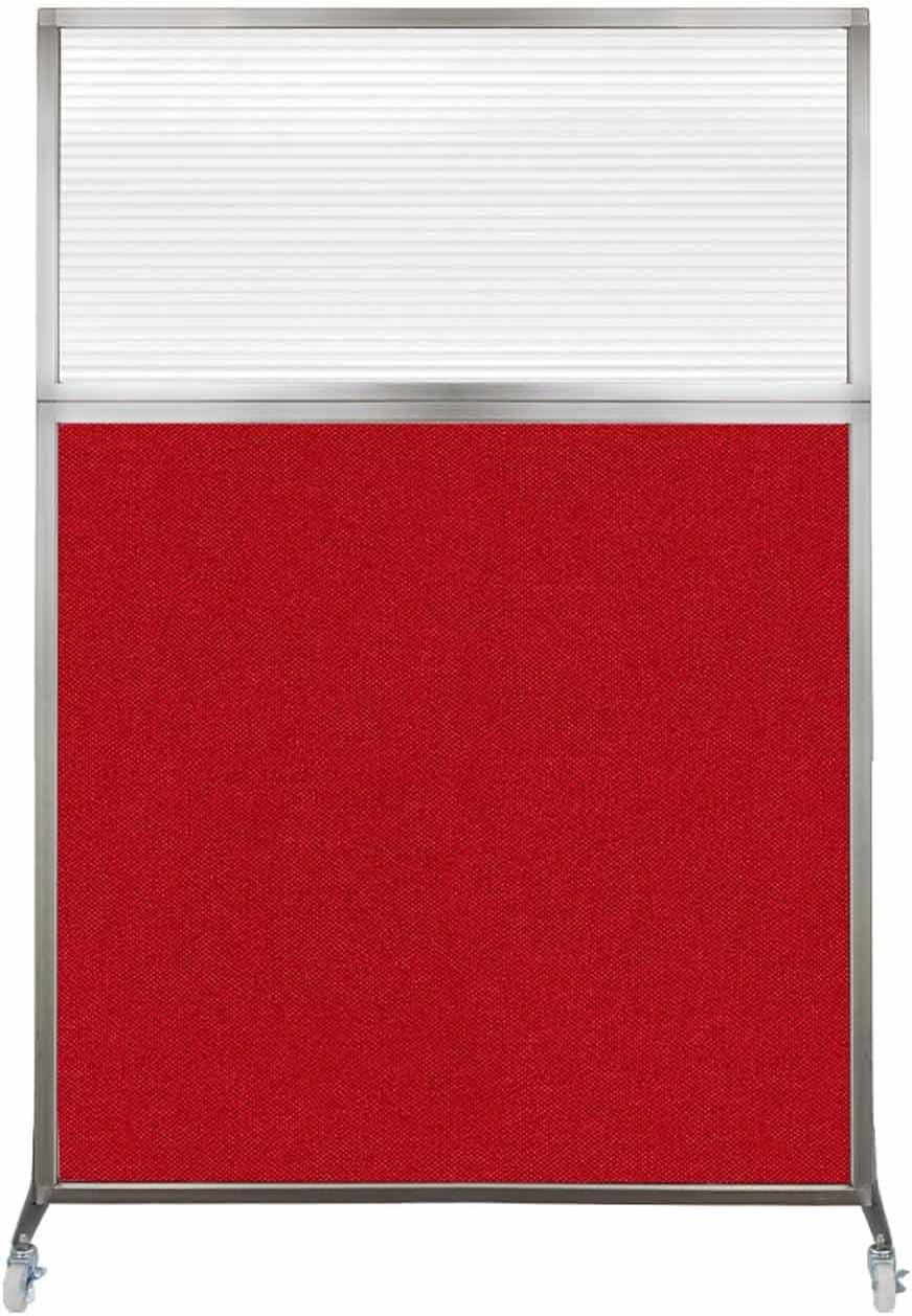 Versare Hush Screen Portable Room Divider with Wheels | Workstation Wall Divider | Freestanding Privacy Hush Panels | Clear Fluted Windows | Fabric Office Divider Screen | Great for Room Separation