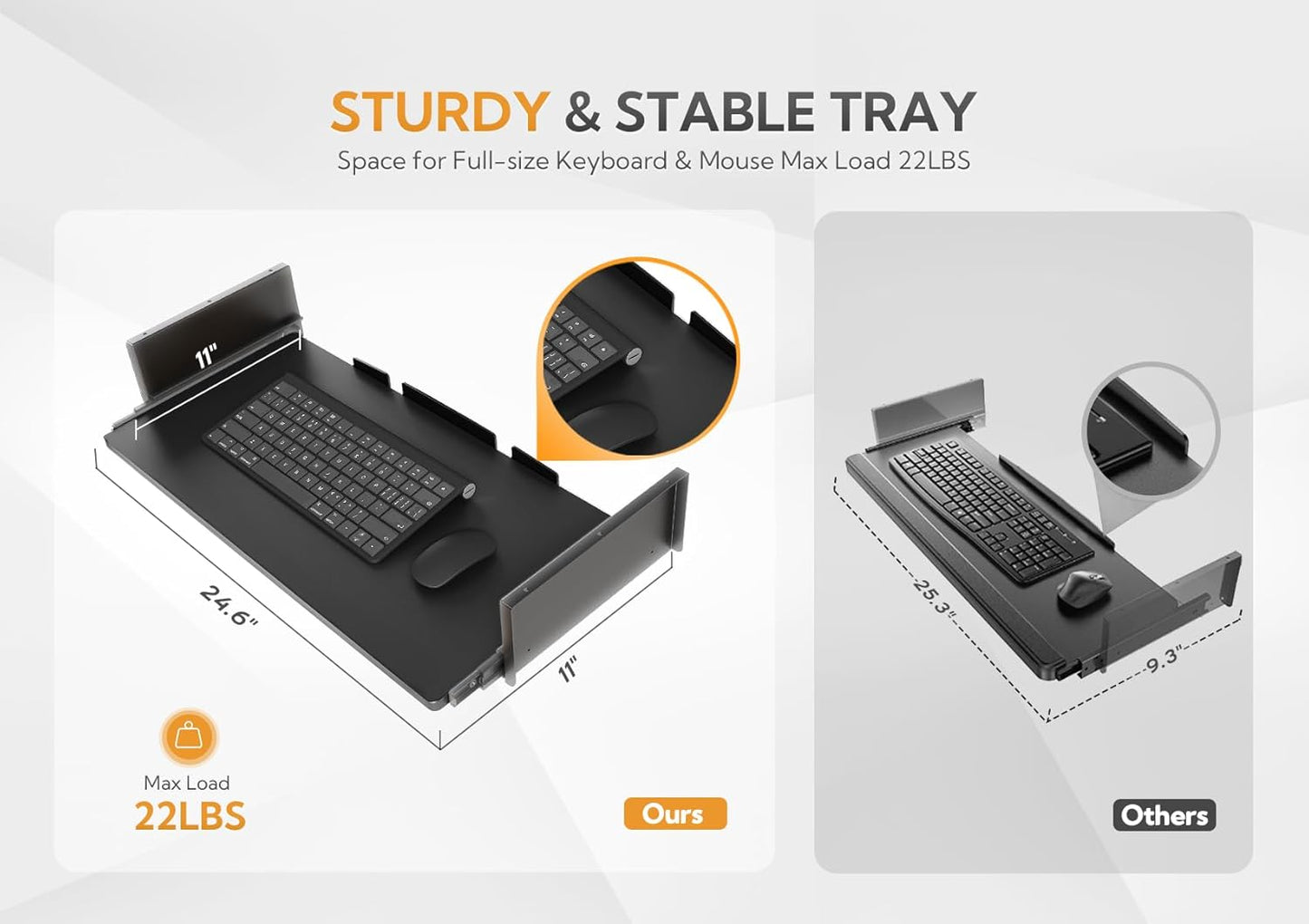 YDN Standing Desk, Height Adjustable Computer Desk with Keyboard Tray, 48 Inch Black Ergonomic Desk for Home Office and Gaming