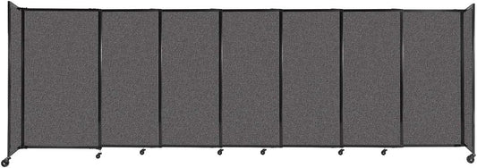 Versare Straightwall Sliding Portable Wall Partition | Freestanding Office Dividers | Locking Wheels | Temporary Room Separator | 15'6'' Wide x 5' Tall Charcoal Gray Fabric Panels