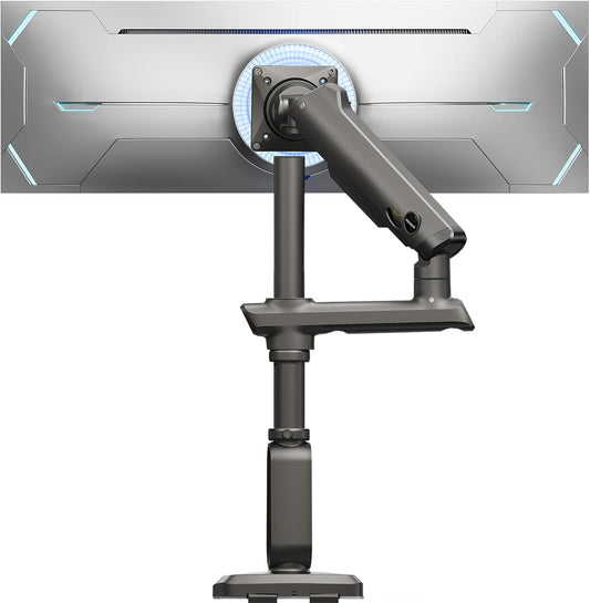 HUANUO Heavy Duty Monitor Arm for Ultrawide Screens up to 49", Holds 40 lbs, Aluminum Ultrawide Single Monitor Stand with 29.1" Max Height, Fully Adjustable Desk Mount, Max VESA 100x100mm
