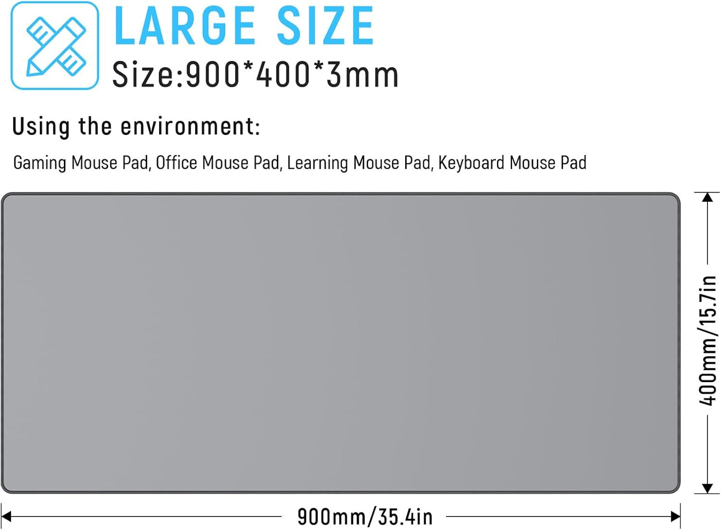 JIALONG Desk Mat - Large Desk Pad, Gaming Mouse Pad, Office Desk Protector with Anti-slip Base, Anti-wear Personalized Design, Mousepad in Mid-Grey