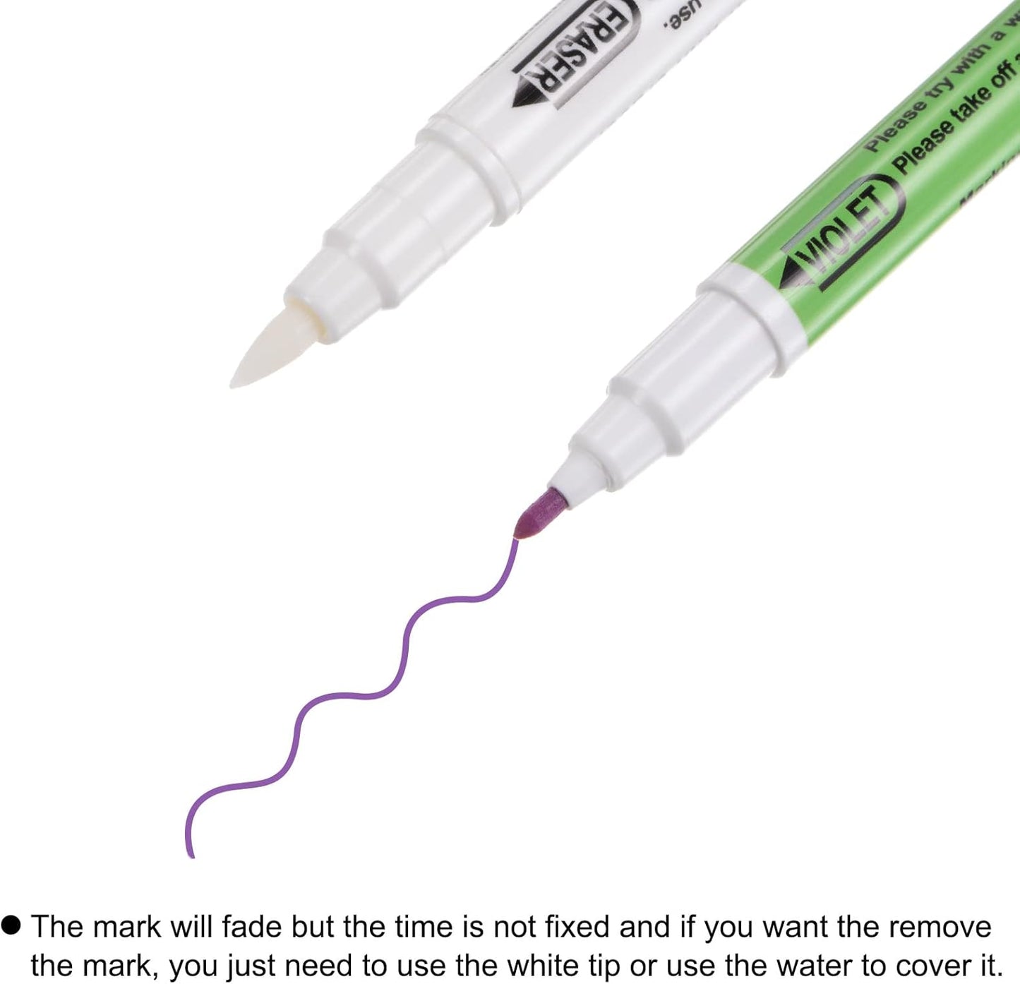 HARFINGTON 12pcs Disappearing Ink Fabric Marker Pen Double Ended Erasable Ink Fabric Sewing Marking Pens Water Soluble Ink Tailor's Pen Marking Tracing Tools for Quilting, Purple White