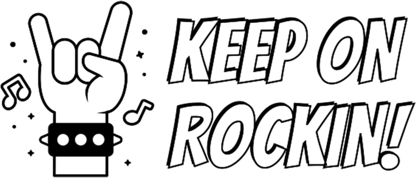 Custom Self-Inking Teacher Stamps | 49 Designs | Fun Phrases | Grading Made Easy | Classroom and Library Book Stamps (Keep on Rockin!, Xtra Wide)